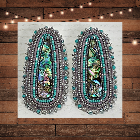Faux Abalone Slab Beaded Earrings