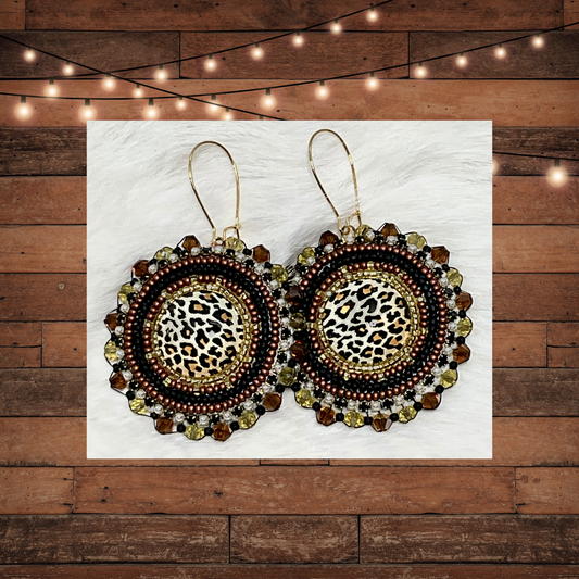 Cheetah Beaded Earrings-brown