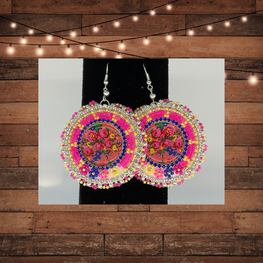 Beaded Earrings-Floral scarf design