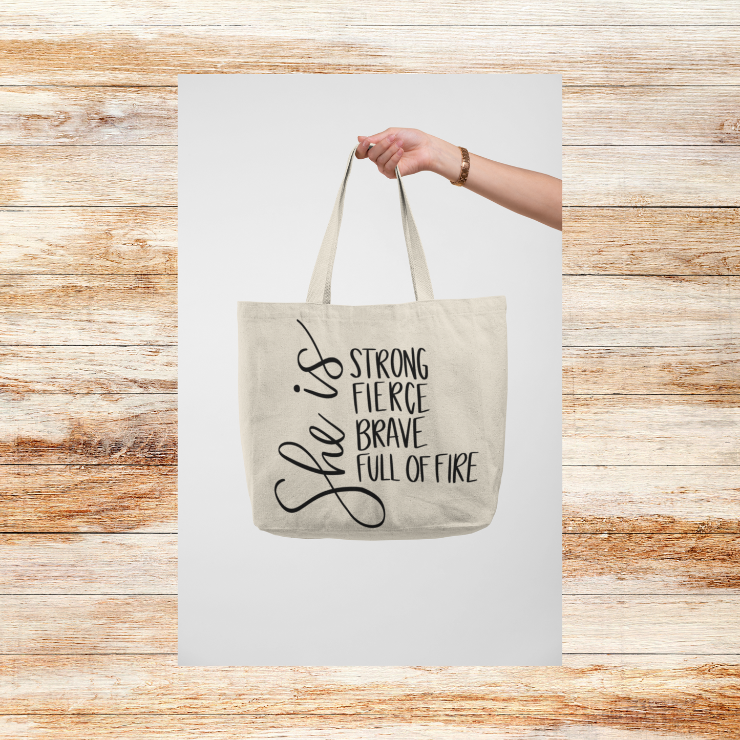She is Strong, Fierce, Brave, Full of Fire Tote Bag