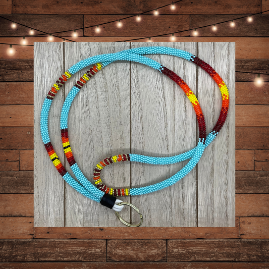 Beaded Lanyard-Turquoise fire