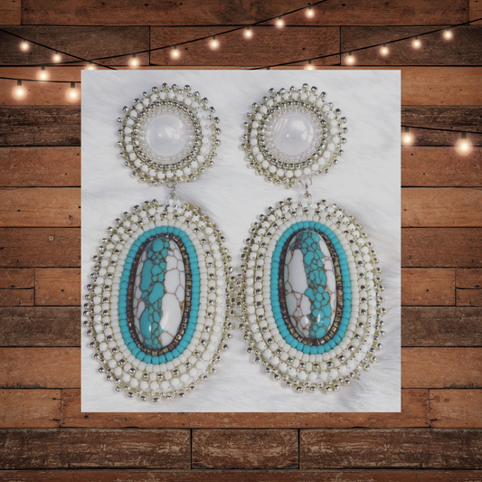 White Beaded Earrings